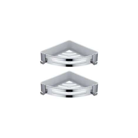 Organizador de ducha triangular de esquina de 2 piezas, sin necesidad de taladrar, cesta de almacenamiento para ducha inoxidable, accesorio de baño, soporte para jabón y champú - Crezuo