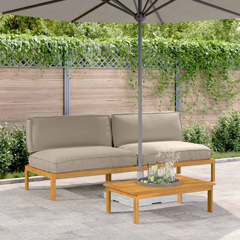 vidaXL Ensemble de Canapés Taupe 240 x 92 x 69 cm Bois d'Acacia Massif (1/5)