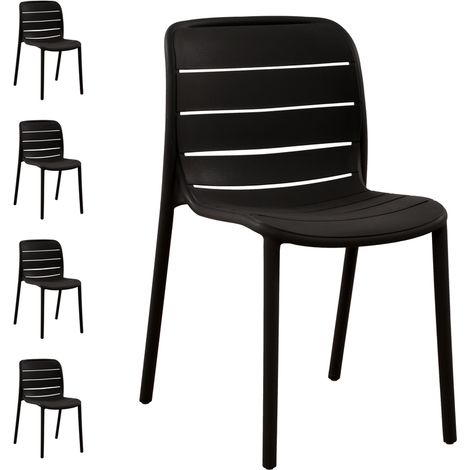 Set 4 sedie contract da esterno antracite impilabili in polipropilene, per giardino, ristorante, hotel (1/5)