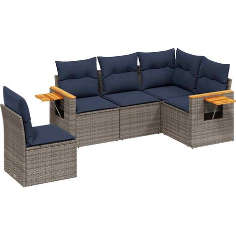 Maison Exclusive - 5-tlg. Garten-Sofagarnitur mit Kissen Grau Pol