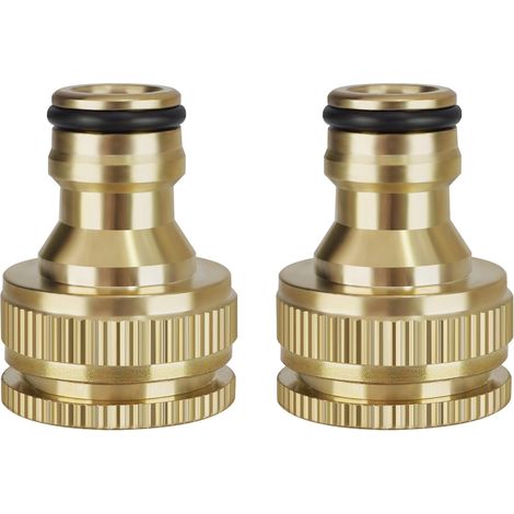 Lot de 2 Adaptateur Robinet Laiton BSP, Connecteur 2 en 1, Filetage 1,9 cm et 1,27 cm, Pour Arrosage Extérieur (1/5)