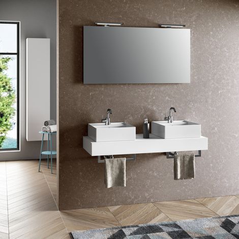 Composizione doppio lavabo 8 pezzi YOKA bianco