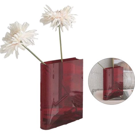 Elegante jarrón decorativo rojo con forma de libro, fabricado en ABS Floral, creativo, cultural (1/5)