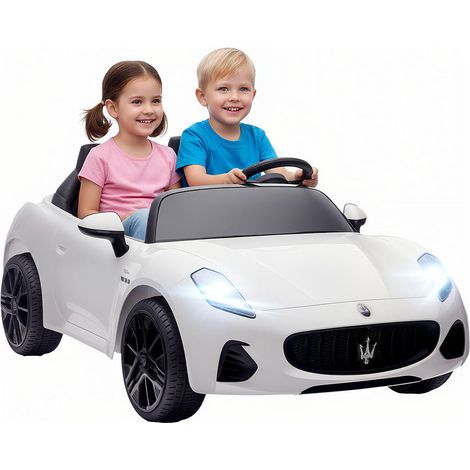 Voiture électrique enfant Maserati 12V 2 places à batterie avec télécommande parentale feux LED et musique - Blanc (1/5)