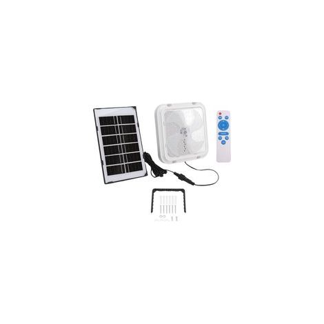 Lámpara solar de techo IP67 resistente al agua, alto brillo, control remoto, 3 colores, LED, apta para uso interior y exterior, cuadrada, 128 LED.