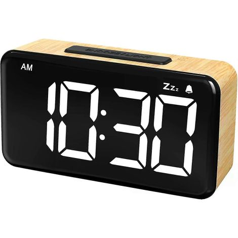Digitaler Wecker aus Holz, LED-Wecker mit großem Display, Tischwecker für Büro und Nachttisch (1/4)