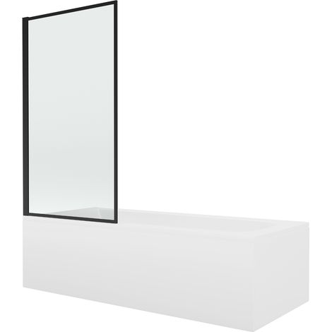 Mexen Vega vasca rettangolare 170 x 70 cm con pannellatura e paravento a 1 anta 70 cm, motivo nero fisso - 550117070X9307007070 (1/5)