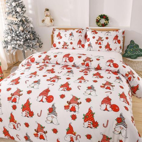 Parure de lit 200x200cm microfibre avec motif de Noël et fermeture éclair