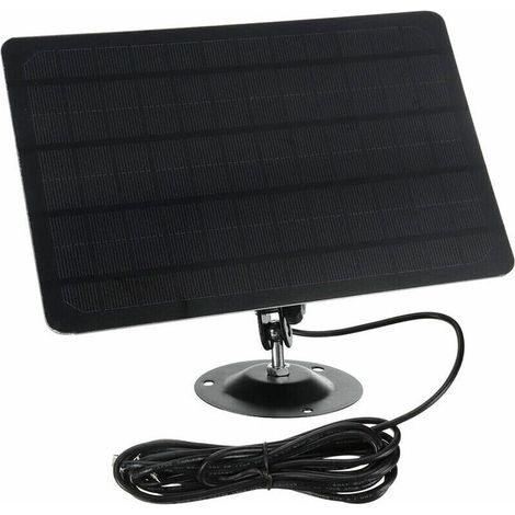 Panneau Solaire Micro USB 10W 5V 2000mAh Rotation à 360 degrés Panneau Solaire en Silicone Monocristallin Imperméable Fixé au Mur pour Caméra USB,Noir