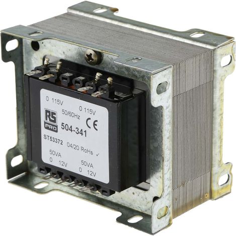Transformateur à montage sur châssis, Vin 115V ac, 230V ac, Vout 12V c.a., 2 sorties, 100VA ( Prix pour 1 )