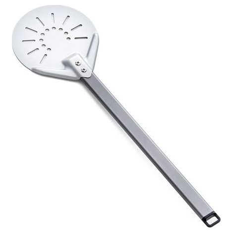 PALA PIZZA FORATA IN ALLUMINIO TONDA Ø 18 x L. 61 cm SILVER OMPAGRILL 01861