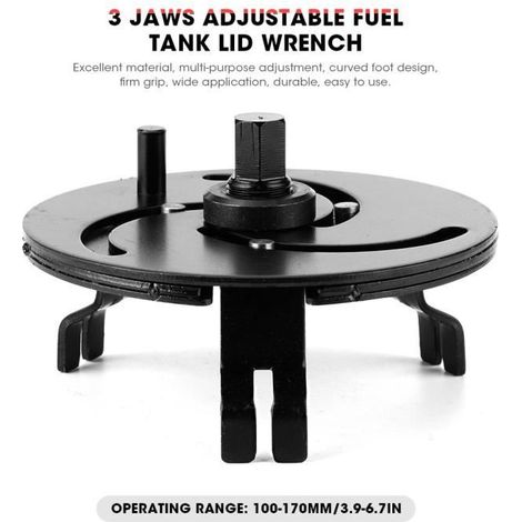 Clé de Couvercle Pompe à Carburant Réglable 100 à 170mm Outil de Retrait Bouchon du Réservoir à 3 Mâchoires-YIN-XIS (1/4)