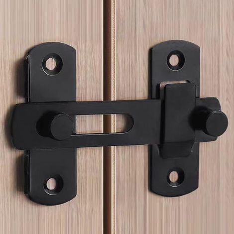Serrure de porte de grange coulissante à rabat pour plus d'intimité – Serrures et loquets pour porte de grange, chatière, salle de bain, extérieur, garage, fenêtre, porte coulissante, noir (1/4)