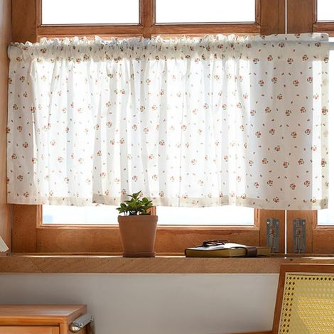 rideau en maille floral court de style maison campagne largeur hauteur tringle à non incluse 60 cm 45 cm Coton (1/5)