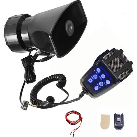 Klaxon de voiture Sirène Klaxon bouton 130db Trompette d'air Amplificateur sonore d'urgence Système de haut - parleurs pa avec microphone 7 tones Car Horn pour 12V camion voiture etc (1/5)