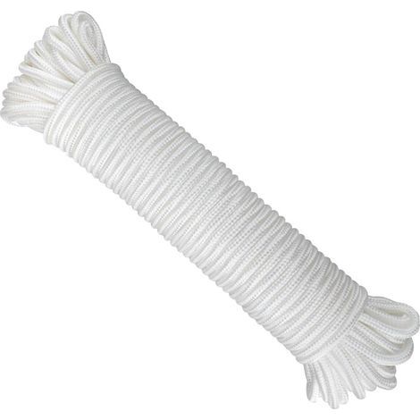 Paracorde 6mm Blanc, 30M Corde en Nylon épaisseur, Corde de Bateau Gonflable, Corde à Linge, Corde d'auvent pour Attacher Le Jardin, Projets d'artisanat, Camping en Plein Air (1/4)