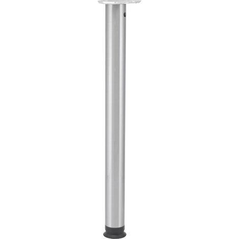Camar Tischbein höhenverstellbar 1100-1200mm rund ø 60mm Set Zoom - Tischfuß ideal als Stehtischbein & Bartischbein verwendbar - inklusive Montageplatte für Tischbein, Stahl Edelstahl-Effekt (1/5)