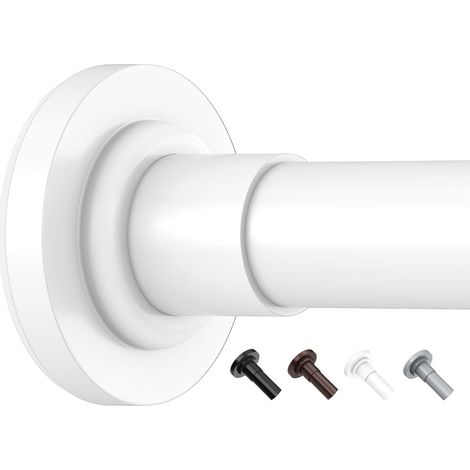 Tringle à rideau, sans perçage, 53-119 cm, Tringle pour rideau de douche, Tringle télescopique, Tringle à serrage pour rideaux, Tringle à rideaux, Blanc (1/5)