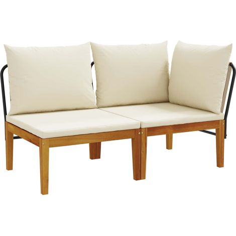 2 pcs Garden Lounge Set with Cushions Solid Acacia Wood & Rope vidaXL