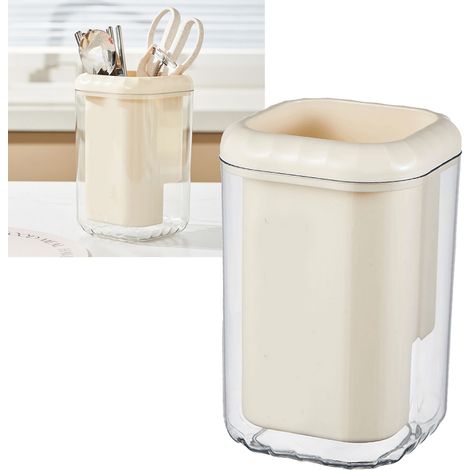 Porte-baguettes en plastique avec panier et égouttoir, support de rangement pour comptoir de cuisine. (1/5)