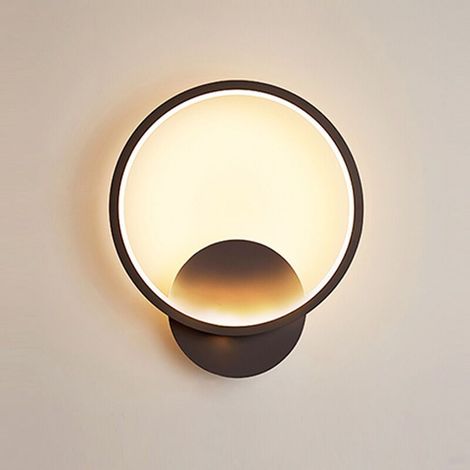 Applique LED chambre lampe de chevet allée applique noire ronde lumière chaude 220V (1/5)