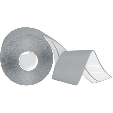 Plinthe souple autocollante, 50x20mm 12M Plinthe PVC autocollante, plinthes bande de finition de cuisine pour cuisine et salle de bain gris (1/5)