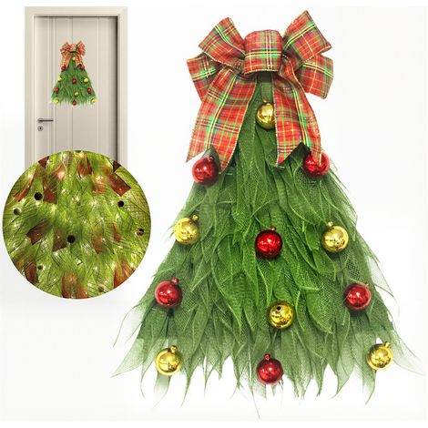 Guirlande de sapin de Noël, guirlande décorative pour sapin de Noël avec nœud, bande lumineuse, guirlande de ferme pour décoration de fenêtre (1/5)