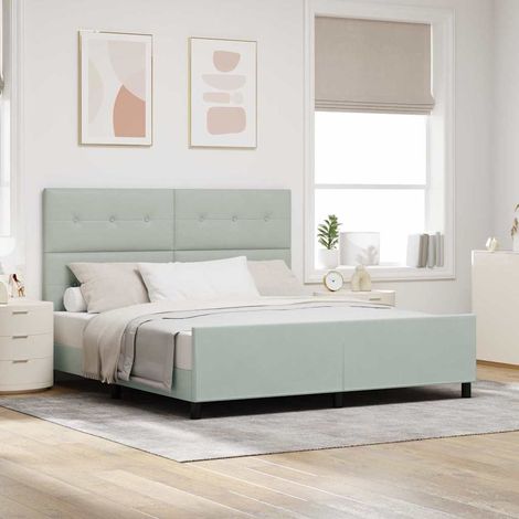 Boxspringbett mit Kopfteil Hellgrau 180 x 200 cm Samt (1/5)