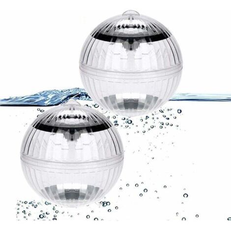 Lumiere Piscine Flottante, Lumière de Piscine Solaire, 2 Flottant Eclairage LED Automatique RGB Changement Étanche Boule Lampe Solaire 10X10cm 2Pcs (1/4)