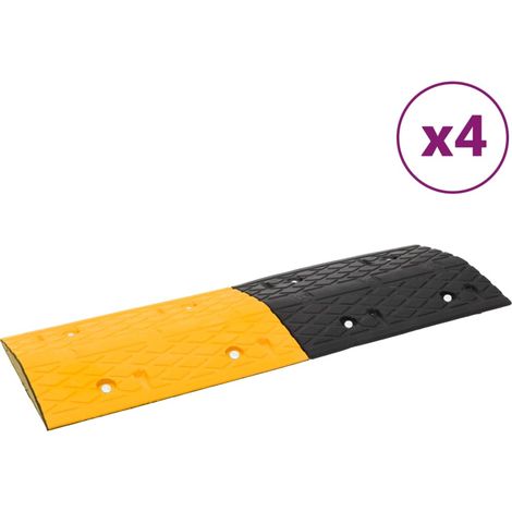 Badén de velocidad 4 uds caucho amarillo y negro 97x32,5x4 cm