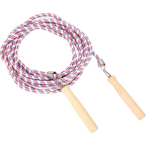 Corde à Sauter en Coton avec Poignée en Bois pour Entraînement Scolaire - 5m Bleu et Rouge (1/5)