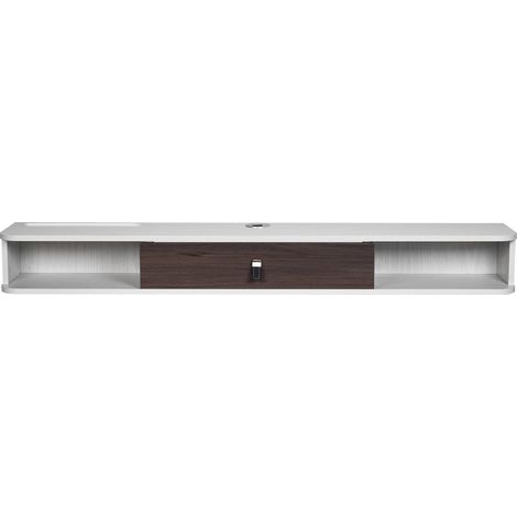 Meuble TV suspendu, centre multimédia mural de 140 cm avec passe-câbles, étagère TV suspendue moderne avec espace de rangement, console en panneaux de particules pour lecteur DVD, décodeur, console de (1/5)