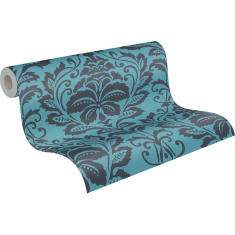 Barock Tapete Petrol Schwarz 369105 10.05 x 0.53 Meter BEAUTIFUL WALLS  Blumentapete  Vliestapete (1/5)