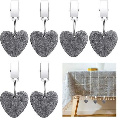 (Grau) Tischdeckengewicht – nicht angegeben – Marmorkern – 6-teilig – Edelstahlclips – Grau (1/4)