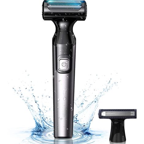 Tondeuse à poils pour hommes, rasoir électrique étanche, tondeuse à barbe utilisable sur peau sèche ou humide, fonctionne sur piles (1/5)