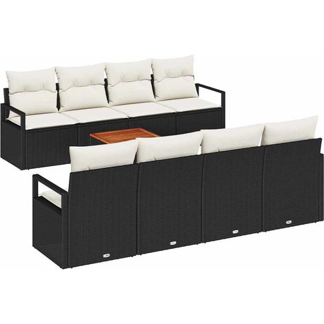 Maison Exclusive - Gartensofa-set mit Kissen 9 pcs Schwarz Poly-R