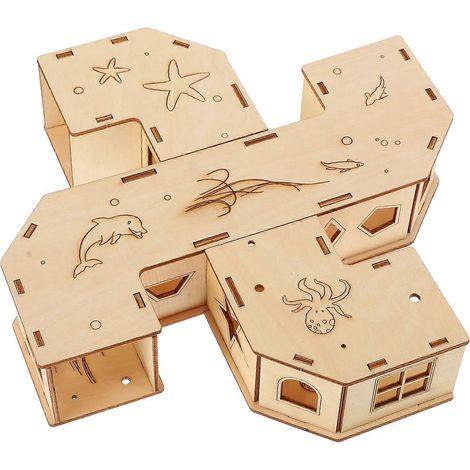 Tunnel labyrinthe en bois pour hamster, jouet d'exercice pour petits animaux-22X22X5CM (1/2)