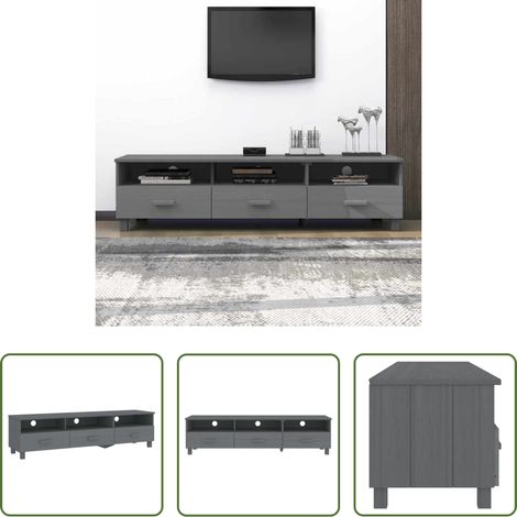 Fernsehschrank Holz - TV-Schrank HAMAR Dunkelgrau 158x40x40 cm Massivholz Kiefer (1/5)