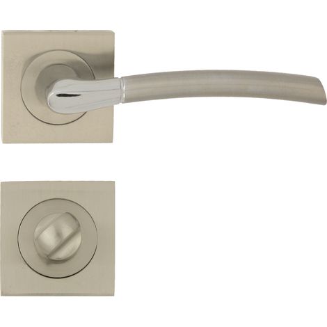 DOMINO Poignée de porte PRESTO-QR M6/M9 WC Poignée avec rosace WC Chrome/nickel brillant (1/5)