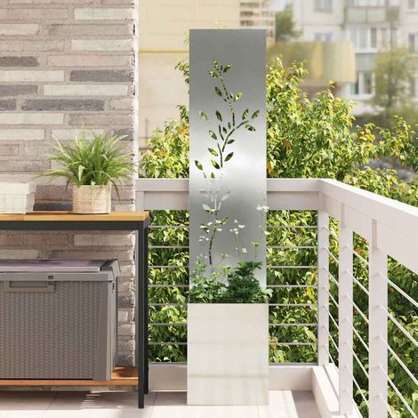 Garten Sichtschutz-Leinwand Floral Silber 32 x 32 x 150 cm