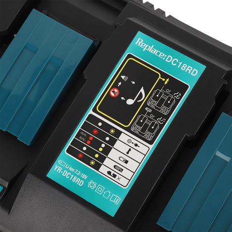 Chargeur double avec interface USB pour Makita BL1830 Bl1430 14,4-18V DC18RD, norme européenne 110-230V. (1/5)
