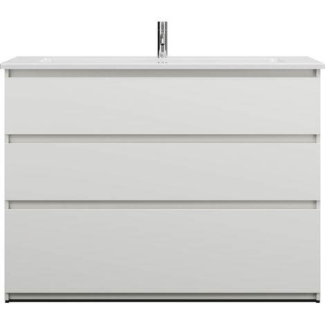burgbad Lin20 Lavabo bajo para lavabo blanco brillante con mueble