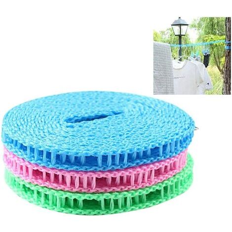 Corde à linge en lin - 5 m - Antidérapante - Résistante au vent - Pour séchage extérieur et voyage - Avec crochets en acier inoxydable - 1 pièce (1/5)