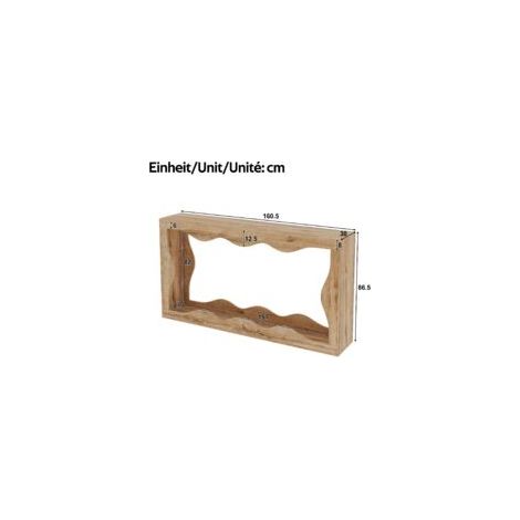 Console effet bois naturel – Longueur 160 cm, bord ondulé, console étroite 2 niveaux avec étagère ouverte, pour salon, couloir et entrée – Design fluide et naturel (1/5)