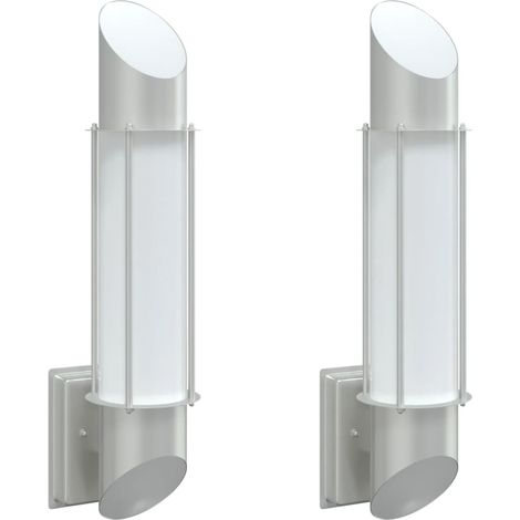 Set di 2 applique da esterno IP44 10,5 x 14 x 48 cm illuminazione da giardino dal design moderno in acciaio inox argento 020056605