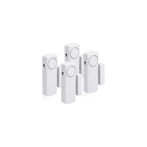 Alarme porte et fenêtre - Lot de 4 alarmes anti-intrusion sans fil - Protection contre les cambriolages - Déclenchement magnétique - 100 dB-Crezuo