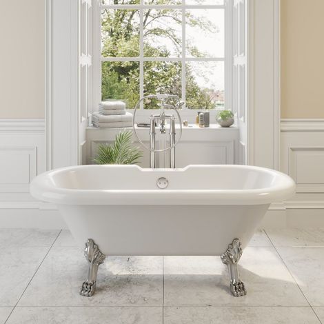 Freestanding Traditional Bath Acrylic - 1500mm Oxford Roll Top Double Ended with Dragon Feet