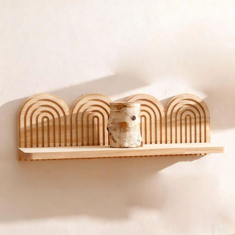 Étagères murales rustiques en bois, Design arc-en-ciel, présentoirs décoratifs pour plantes succulentes, 1 pièce (1/5)