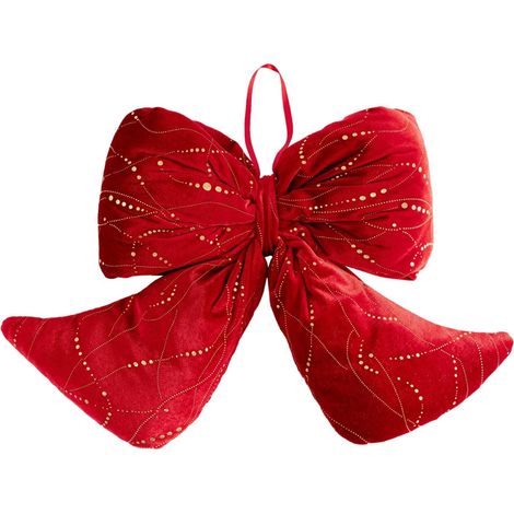 Ribbon Noël - Boucle En Velours Rouge - Extérieur Intérieur - Pour Couronnes Guirlandes Cadeaux - 1 Pièce (1/4)