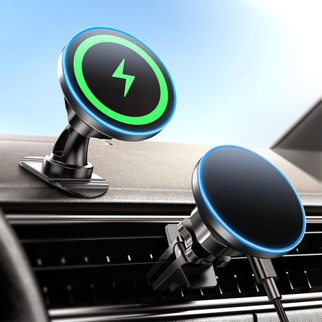 1 Support Téléphone Voiture, Chargeur Induction Sans Fil, Aimant 1400g, Rotation 360°, Pour iPhone 15 14 13 12 (1/5)